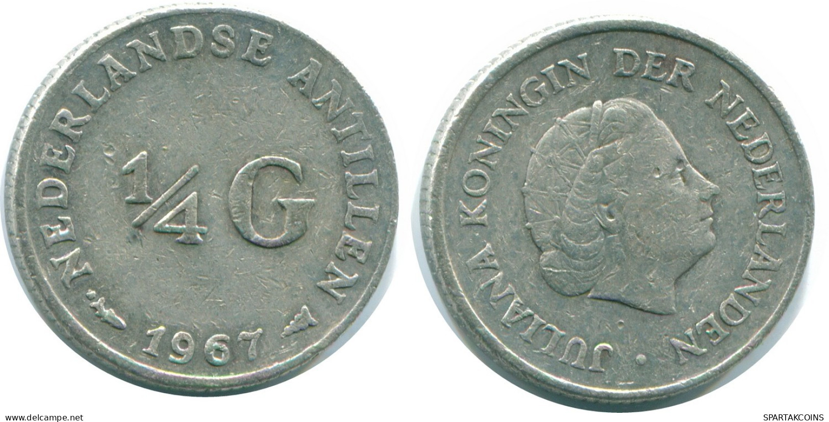 1/4 GULDEN 1967 ANTILLAS NEERLANDESAS PLATA Colonial Moneda #NL11534.4.E.A - Antilles Néerlandaises