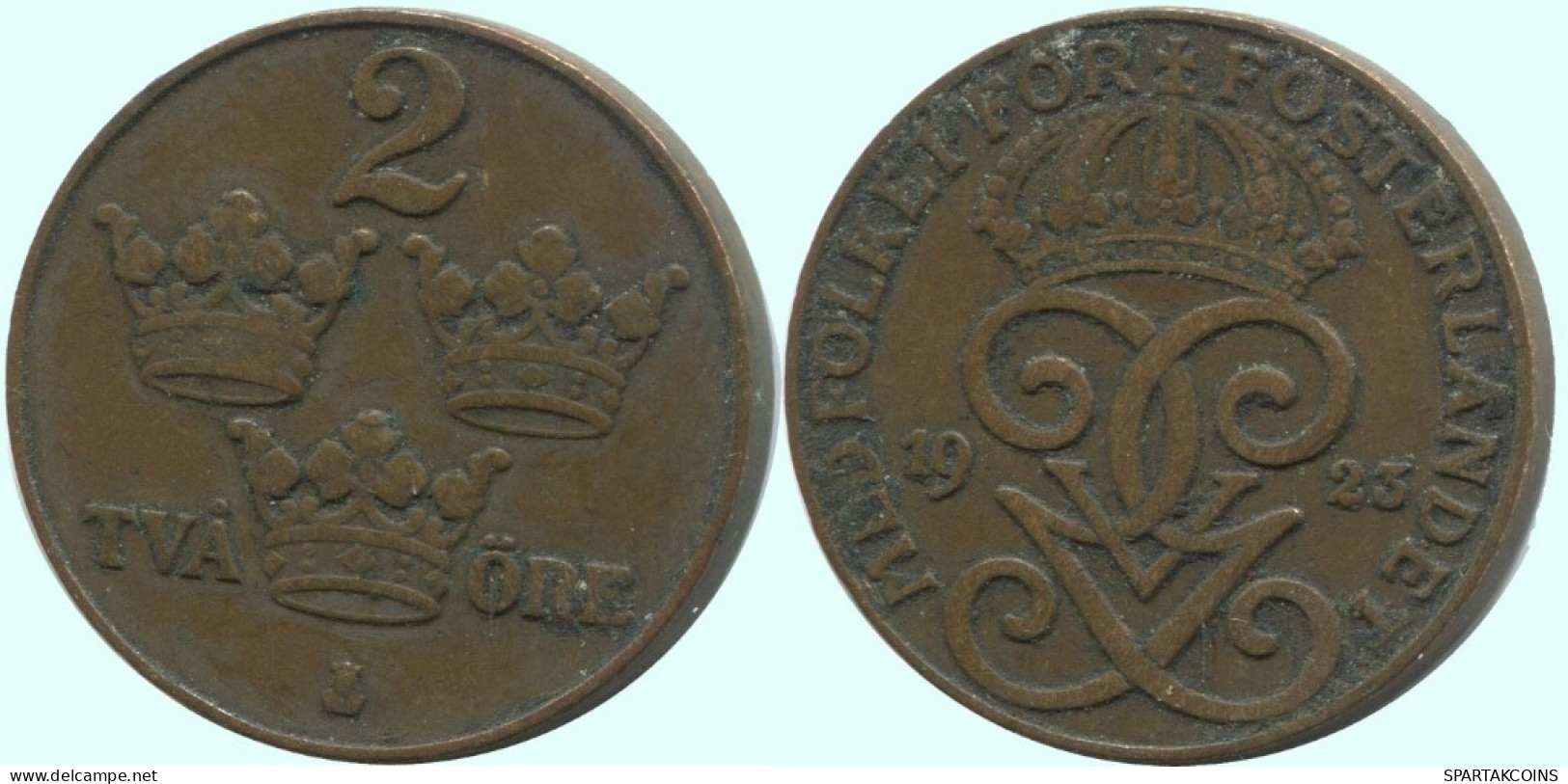 2 ORE 1923 SWEDEN Coin #AC845.2.U.A - Suède