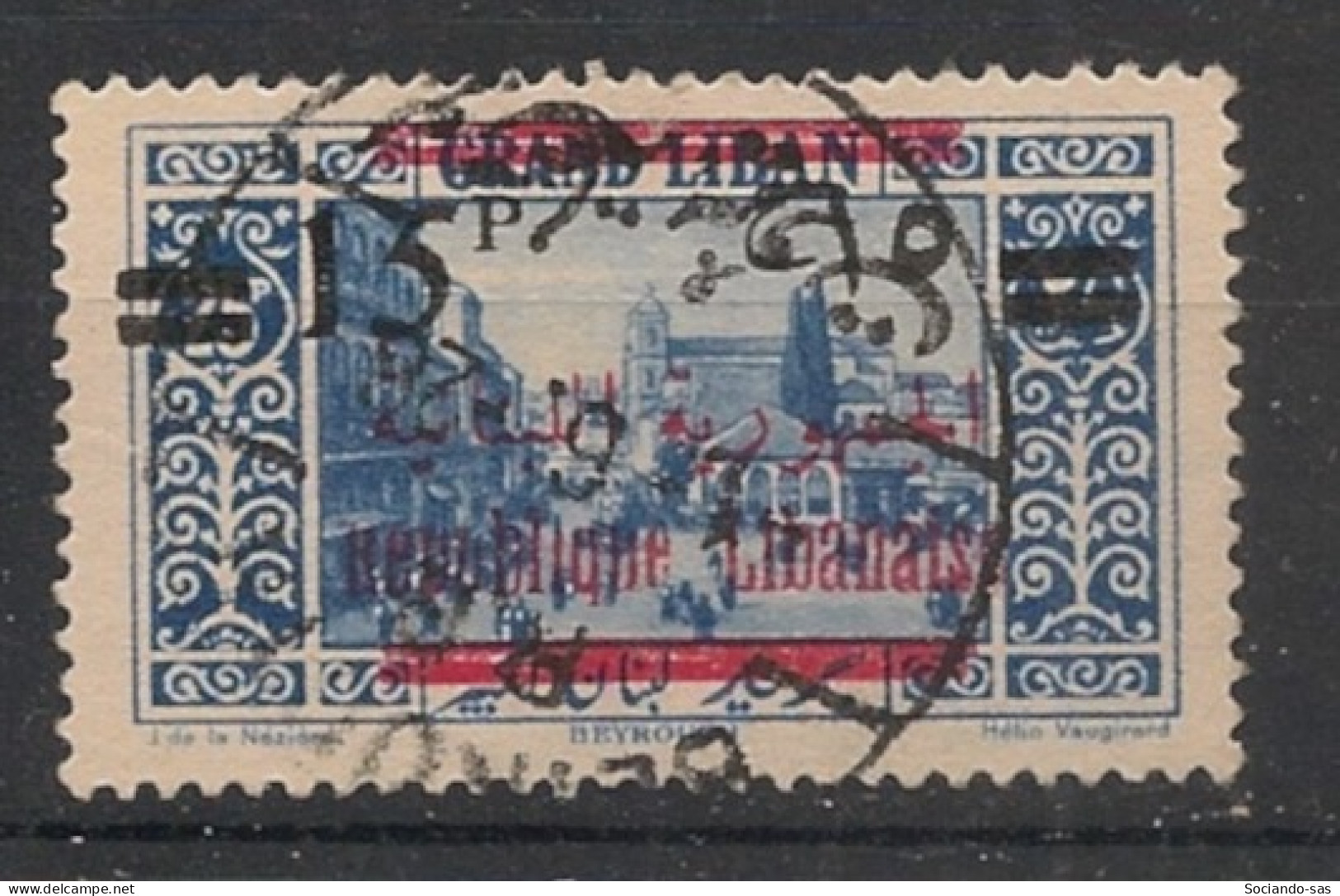 GRAND LIBAN - 1928 - N°YT. 114 - Beyrouth 15pi Sur 25pi Bleu - Oblitéré / Used - Oblitérés