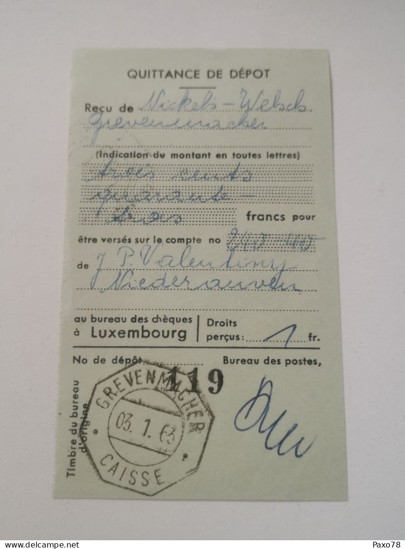 Coupon, Oblitéré Grevenmacher 1963 - Briefe U. Dokumente