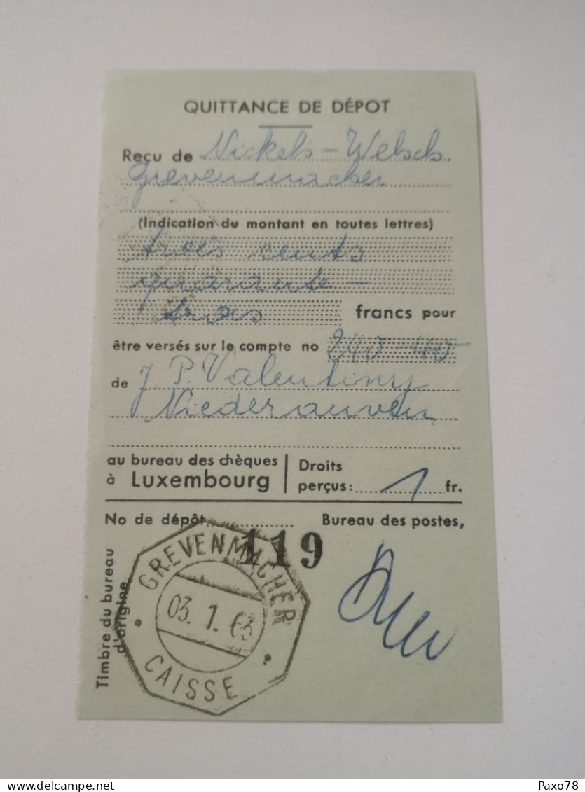 Coupon, Oblitéré Grevenmacher 1963 - Covers & Documents