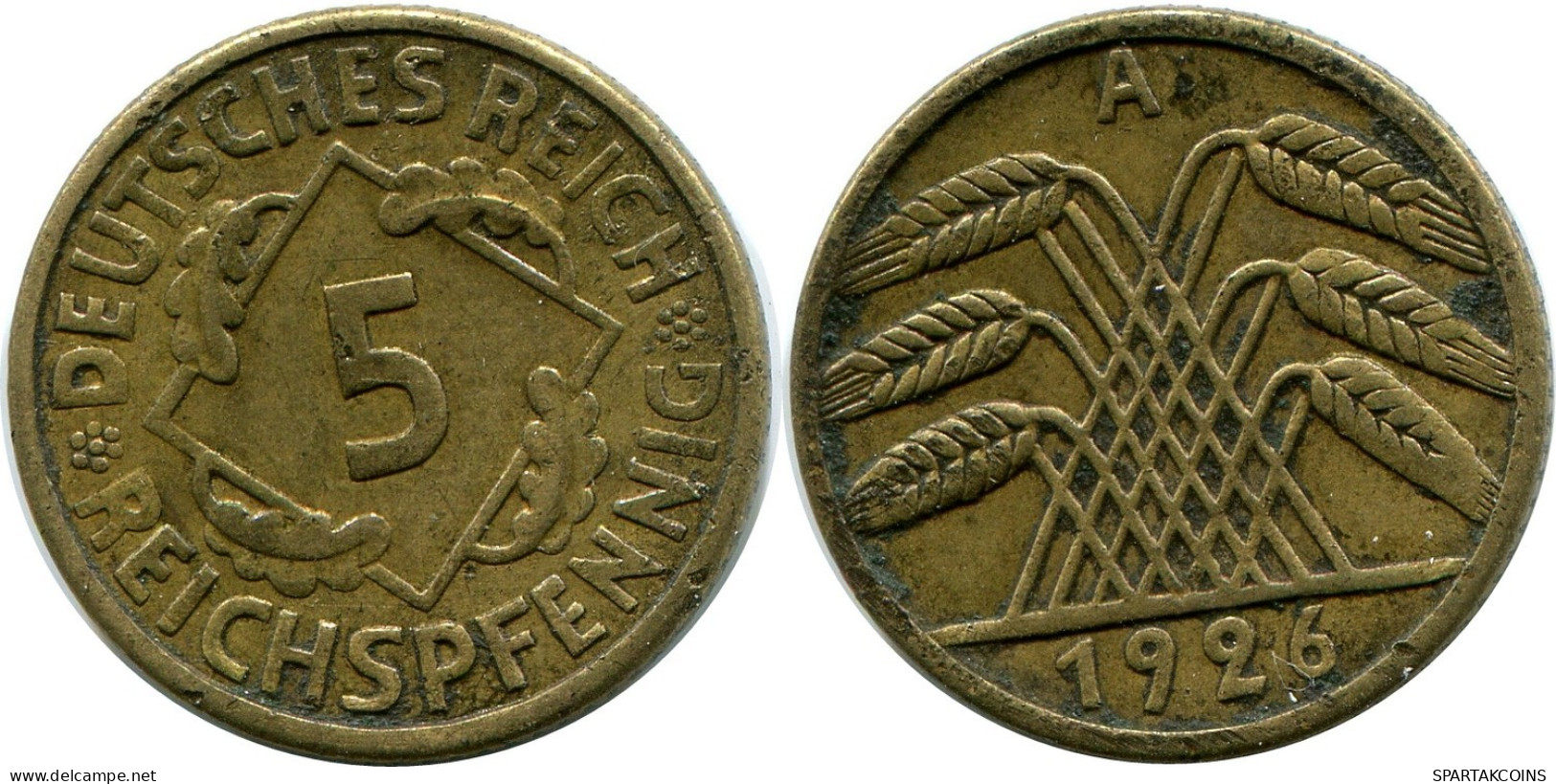 5 REICHSPFENNIG 1926 A GERMANY Coin #DB878.U.A - 5 Rentenpfennig & 5 Reichspfennig