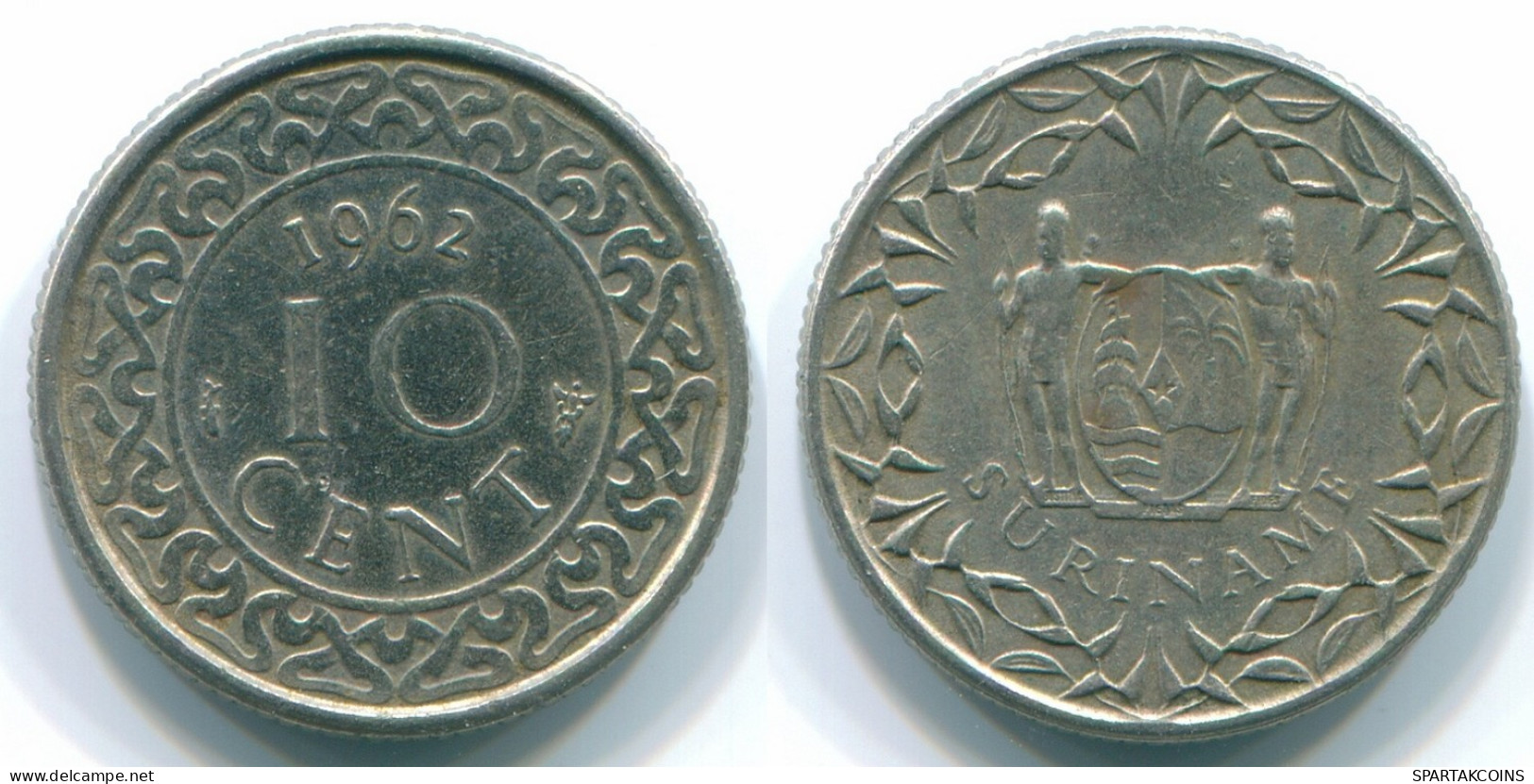 10 CENTS 1962 SURINAME NEERLANDÉS NETHERLANDS Nickel Colonial Moneda #S13219.E.A - Surinam 1975 - ...