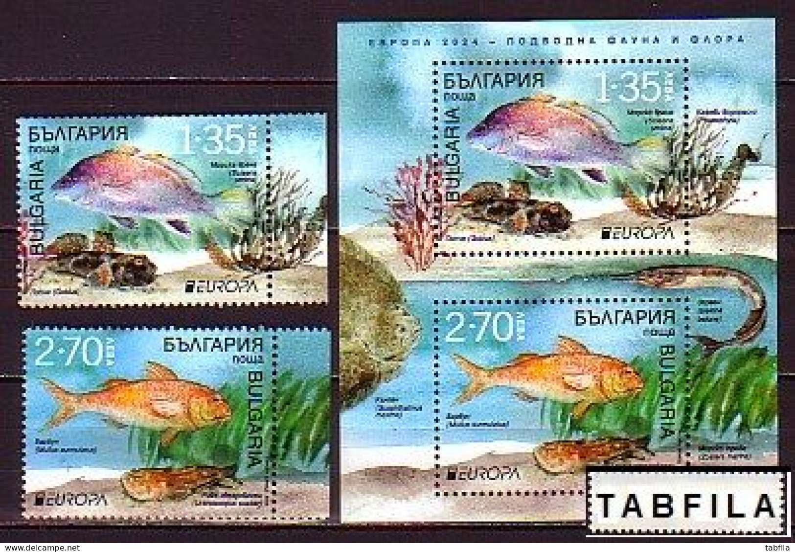 BULGARIA - 2024 - Europa-CEPT - Marine Flora And Fauna - 2v + Bl - MNH - Unused Stamps