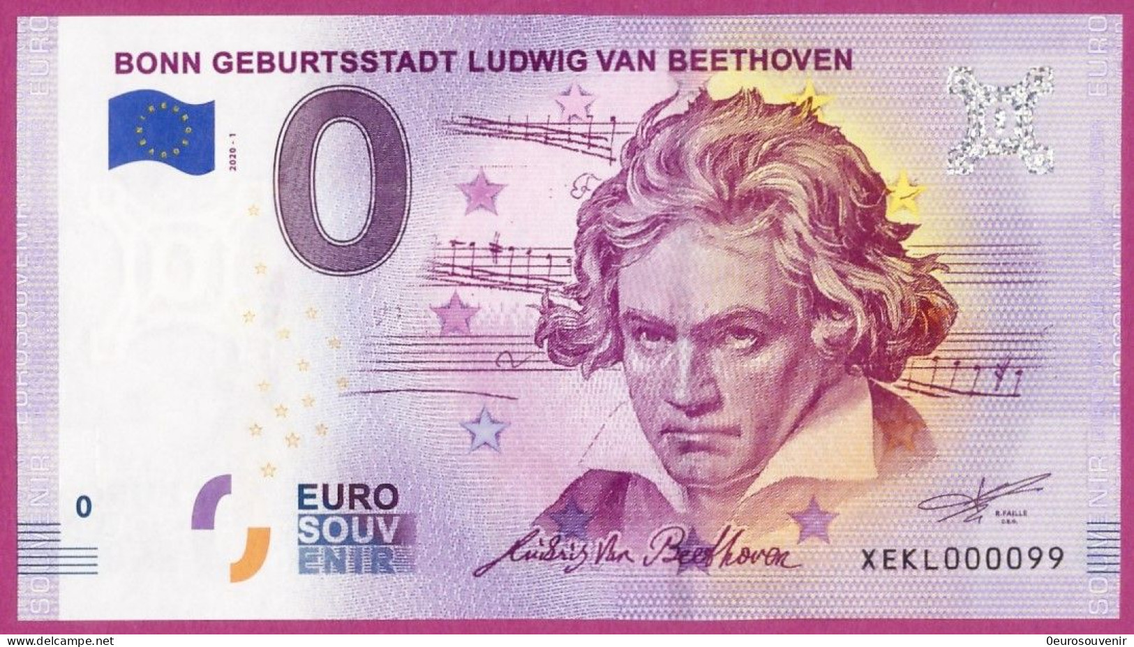 0-Euro XEKL 2020-1 # 0099 ! BONN GEBURTSSTADT LUDWIG VAN BEETHOVEN - Essais Privés / Non-officiels