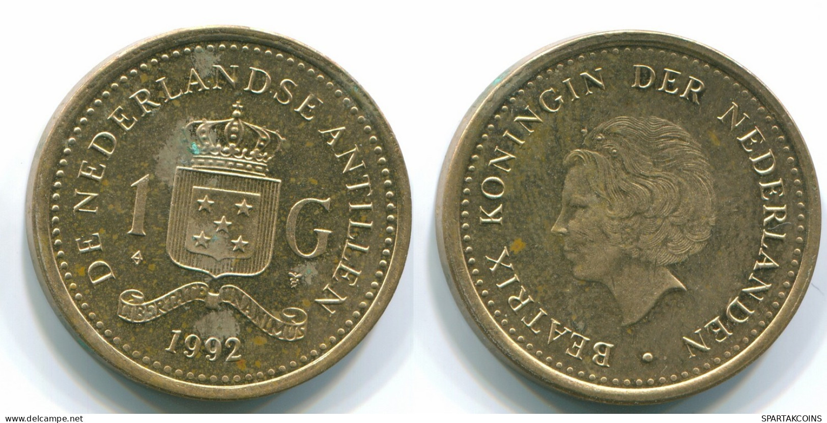 1 GULDEN 1992 ANTILLAS NEERLANDESAS Aureate Steel Colonial Moneda #S12147.E.A - Antilles Néerlandaises