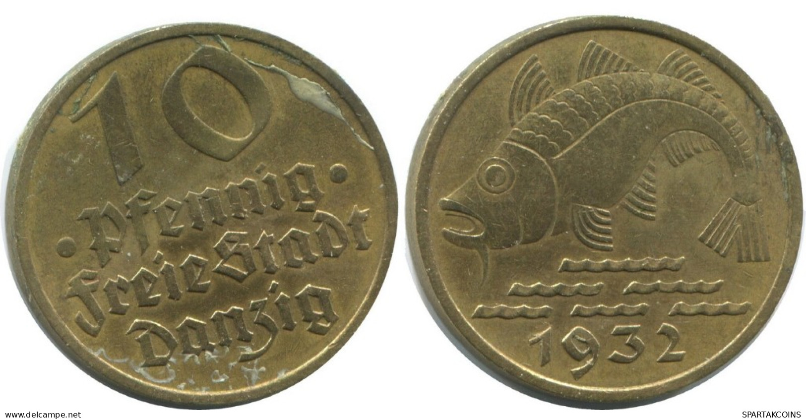 DANZIG 10 PFENNIG 1932 Dt. Reich ALLEMAGNE GERMANY #AD635.9.F.A - 10 Renten- & 10 Reichspfennig