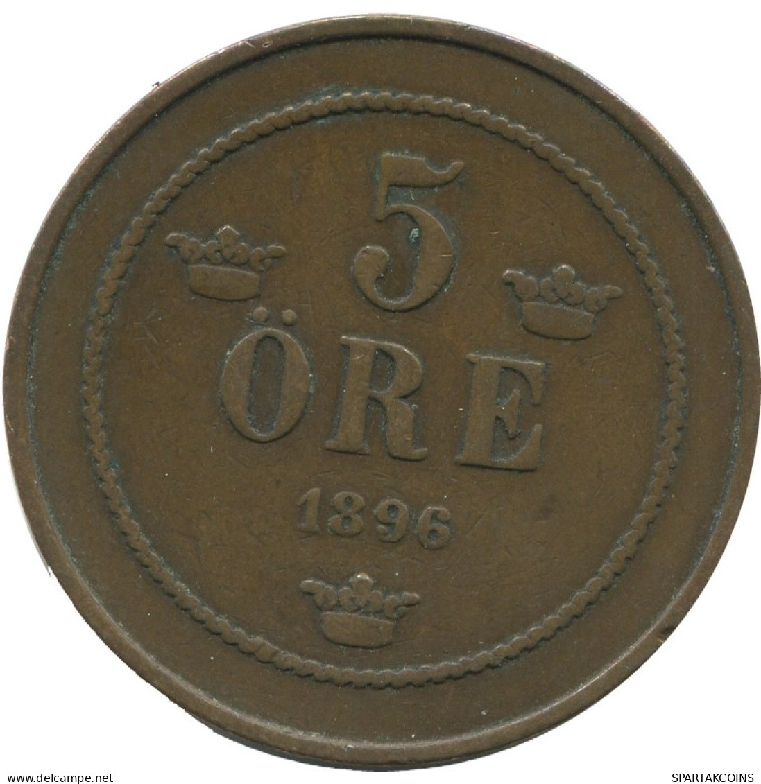 5 ORE 1896 SUÈDE SWEDEN Pièce #AC479.2.F.A - Suède