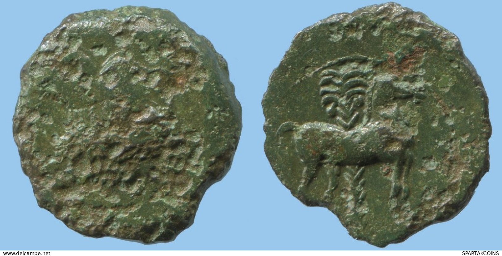 HORSE PALM AUTHENTIC ORIGINAL ANCIENT GREEK Coin 3.2g/18mm #AF884.12.U.A - Griechische Münzen