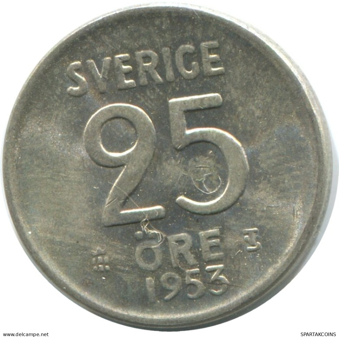 25 ORE 1953 SCHWEDEN SWEDEN SILBER Münze #AC501.2.D.A - Suède