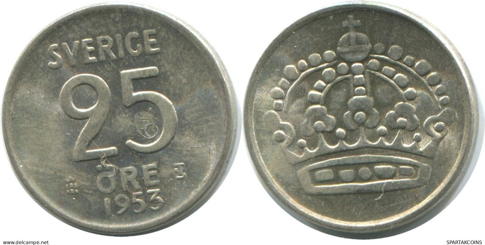 25 ORE 1953 SCHWEDEN SWEDEN SILBER Münze #AC501.2.D.A - Sweden