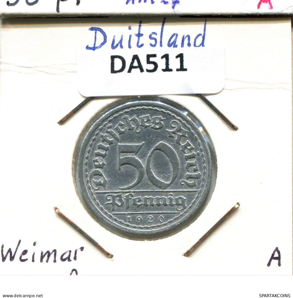 50 PFENNIG 1920 A DEUTSCHLAND Münze GERMANY #DA511.2.D.A - 50 Rentenpfennig & 50 Reichspfennig