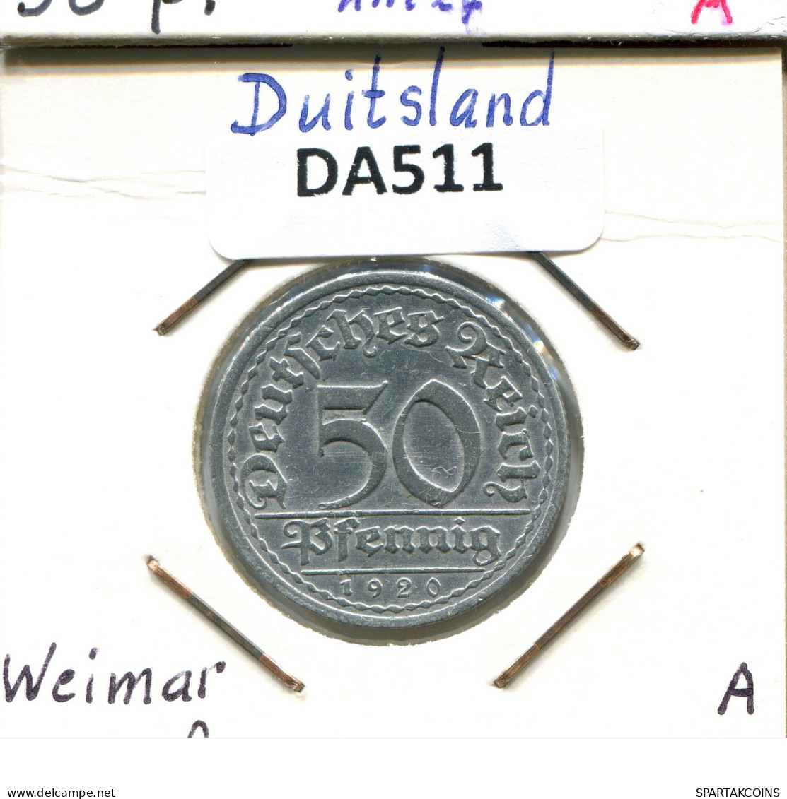 50 PFENNIG 1920 A DEUTSCHLAND Münze GERMANY #DA511.2.D.A - 50 Renten- & 50 Reichspfennig