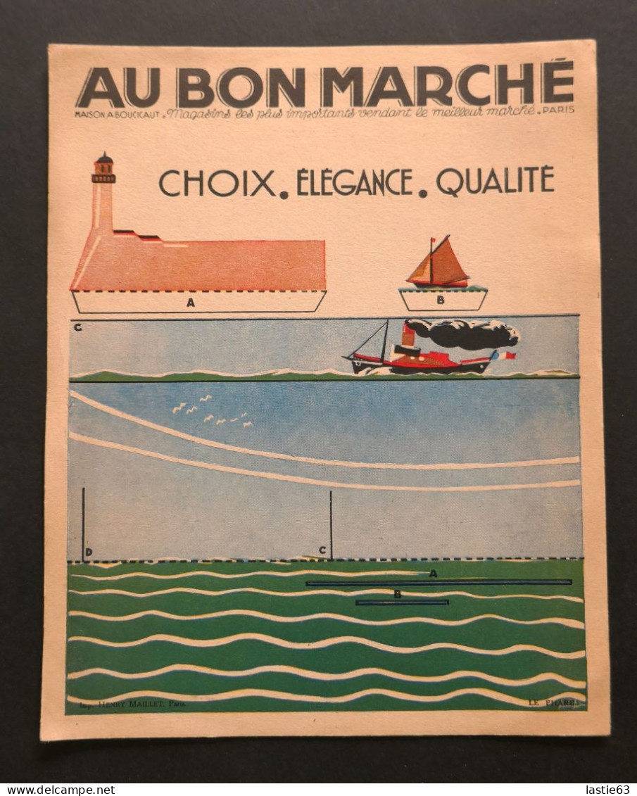 CHROMO   Cartonné Découpage Bon  Marché  Système La Mer Phare Bateau - Au Bon Marché