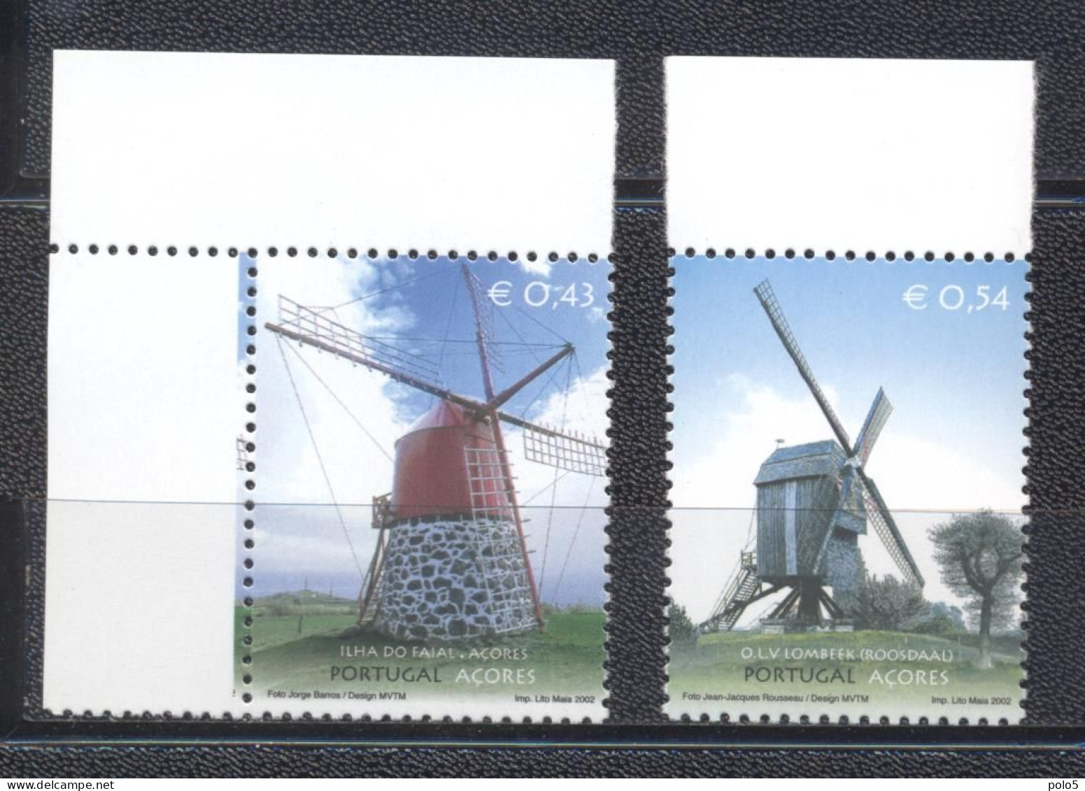 Açores 2002- Windmills (joint Issue With Belgim) Set (2v) - Açores