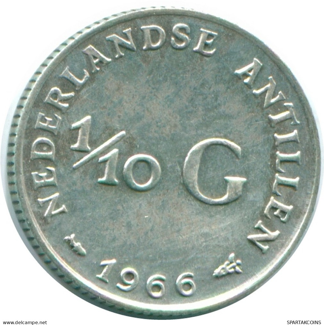 1/10 GULDEN 1966 NIEDERLÄNDISCHE ANTILLEN SILBER Koloniale Münze #NL12844.3.D.A - Netherlands Antilles