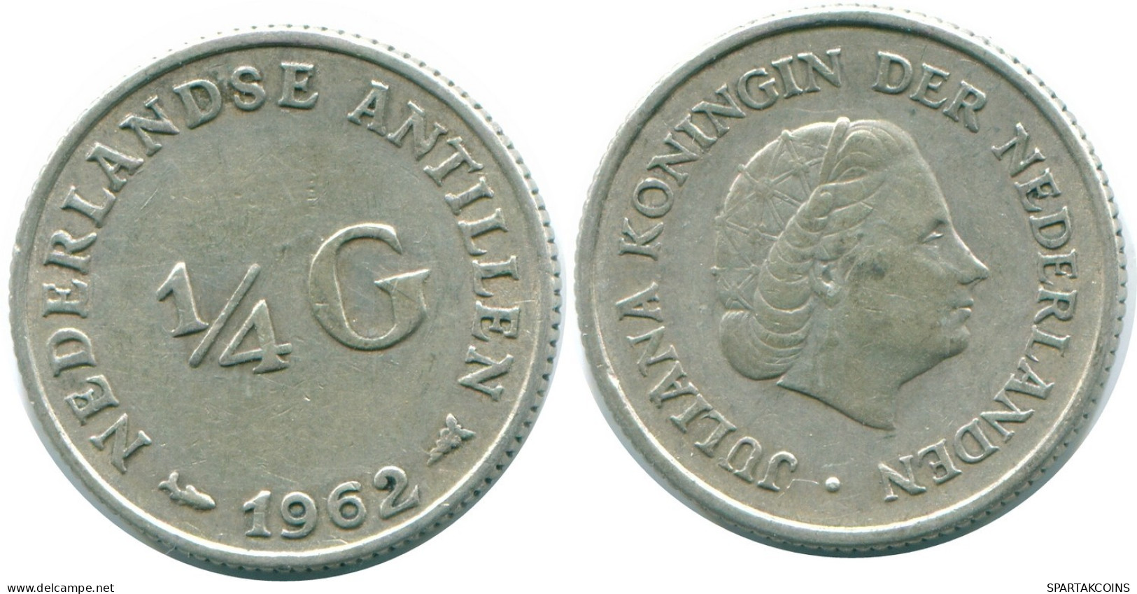 1/4 GULDEN 1962 NIEDERLÄNDISCHE ANTILLEN SILBER Koloniale Münze #NL11112.4.D.A - Netherlands Antilles