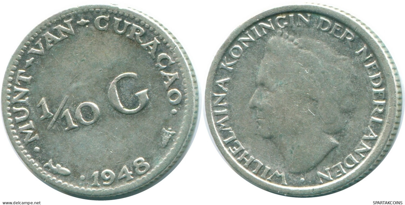 1/10 GULDEN 1948 CURACAO NEERLANDÉS NETHERLANDS PLATA #NL11890.3.E.A - Curacao