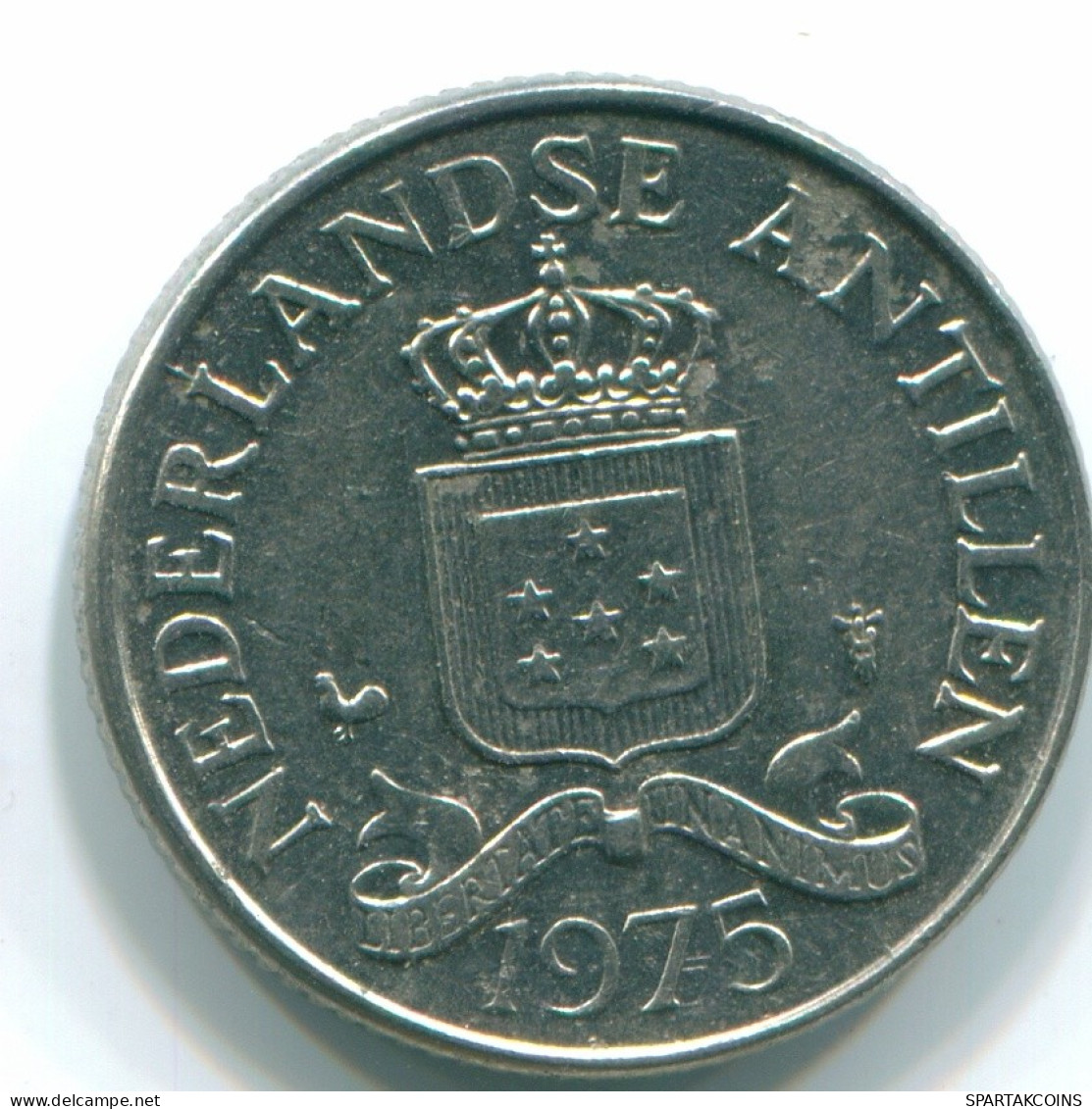 25 CENTS 1975 ANTILLES NÉERLANDAISES Nickel Colonial Pièce #S11633.F.A - Antilles Néerlandaises