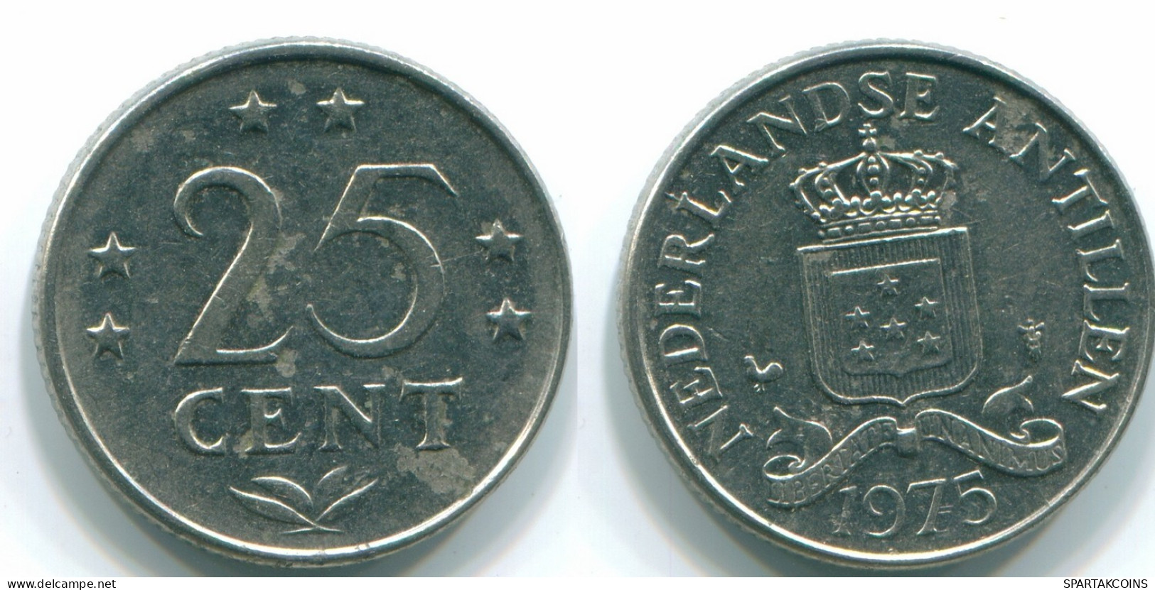 25 CENTS 1975 ANTILLES NÉERLANDAISES Nickel Colonial Pièce #S11633.F.A - Netherlands Antilles