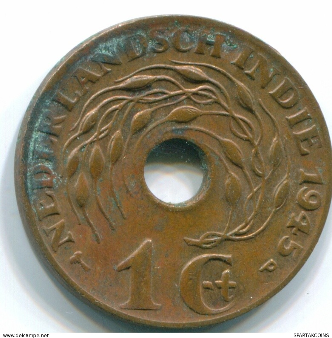 1 CENT 1945 P INDES ORIENTALES NÉERLANDAISES INDONÉSIE Bronze Colonial Pièce #S10414.F.A - Indes Néerlandaises