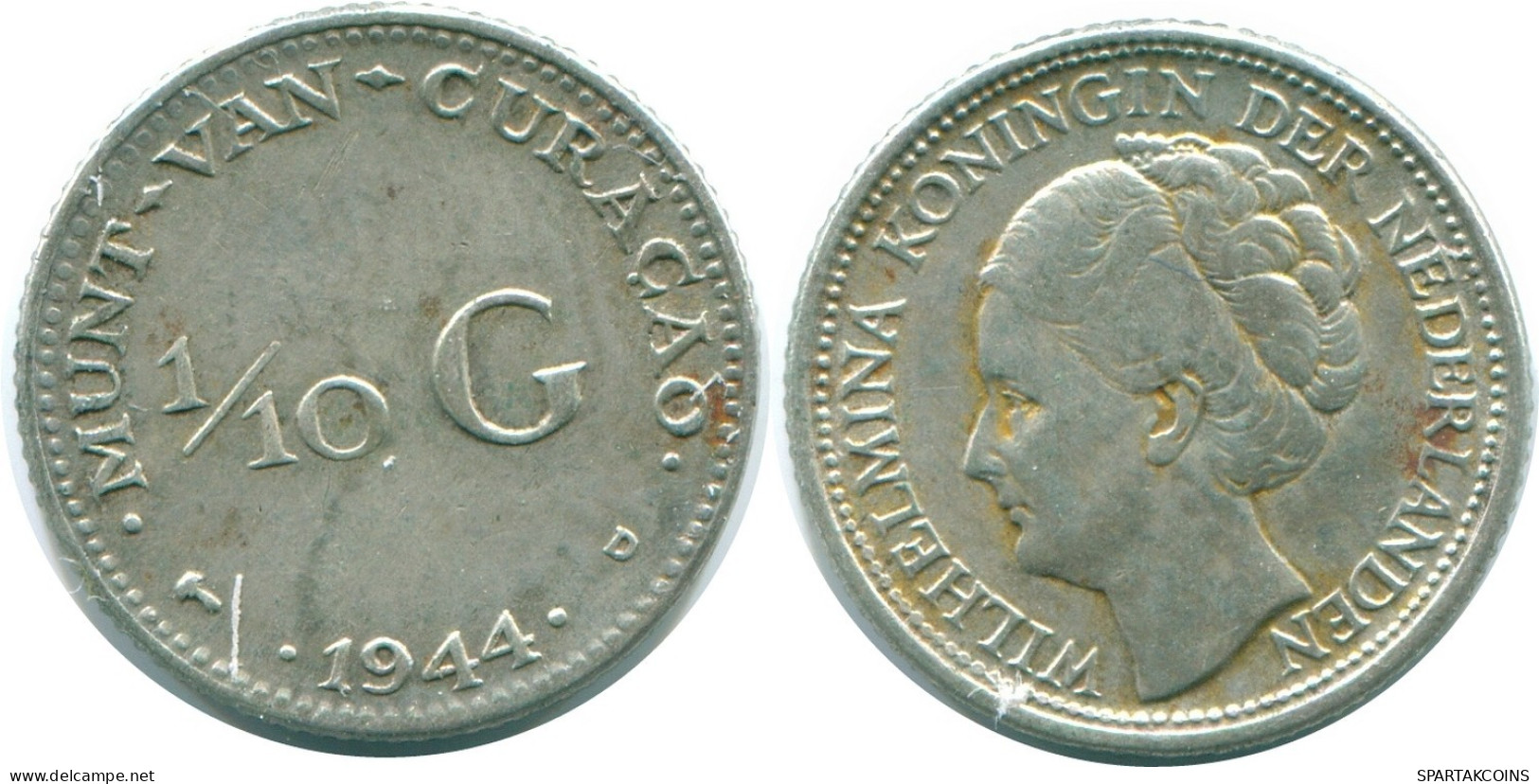 1/10 GULDEN 1944 CURACAO NIEDERLANDE SILBER Koloniale Münze #NL11789.3.D.A - Curaçao