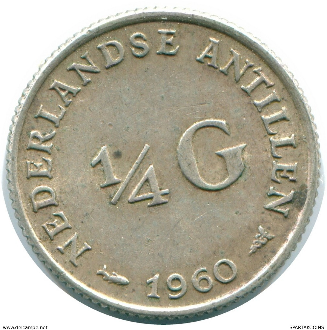 1/4 GULDEN 1960 ANTILLES NÉERLANDAISES ARGENT Colonial Pièce #NL11094.4.F.A - Netherlands Antilles