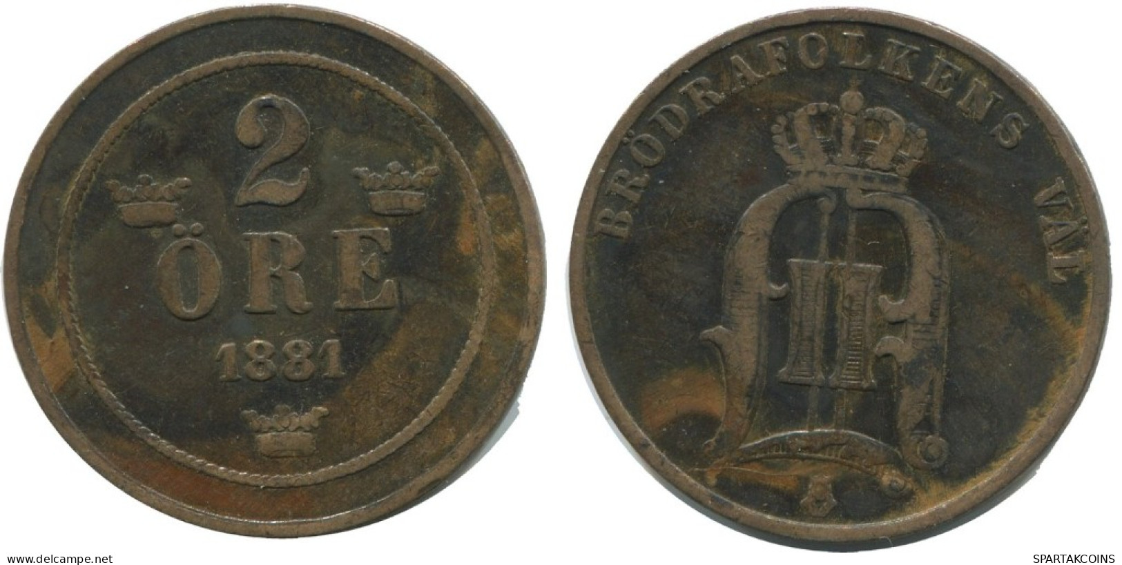 2 ORE 1881 SUECIA SWEDEN Moneda #AC864.2.E.A - Suède