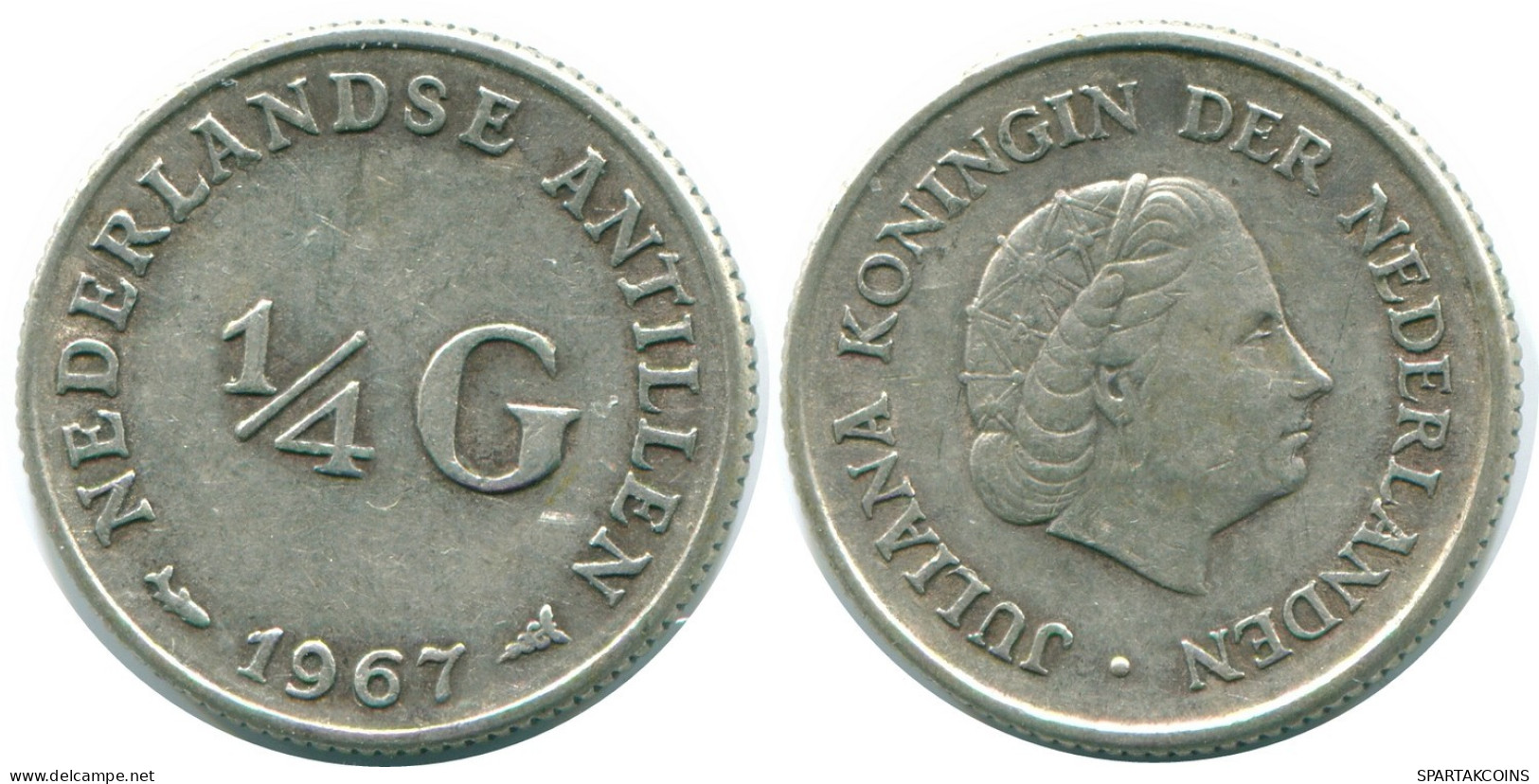 1/4 GULDEN 1967 ANTILLES NÉERLANDAISES ARGENT Colonial Pièce #NL11498.4.F.A - Antilles Néerlandaises