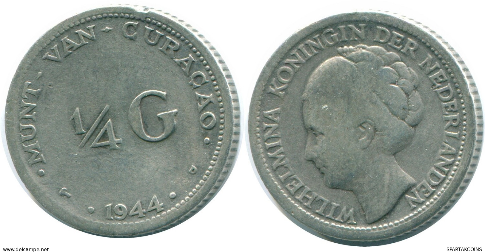 1/4 GULDEN 1944 CURACAO Netherlands SILVER Colonial Coin #NL10698.4.U.A - Curaçao