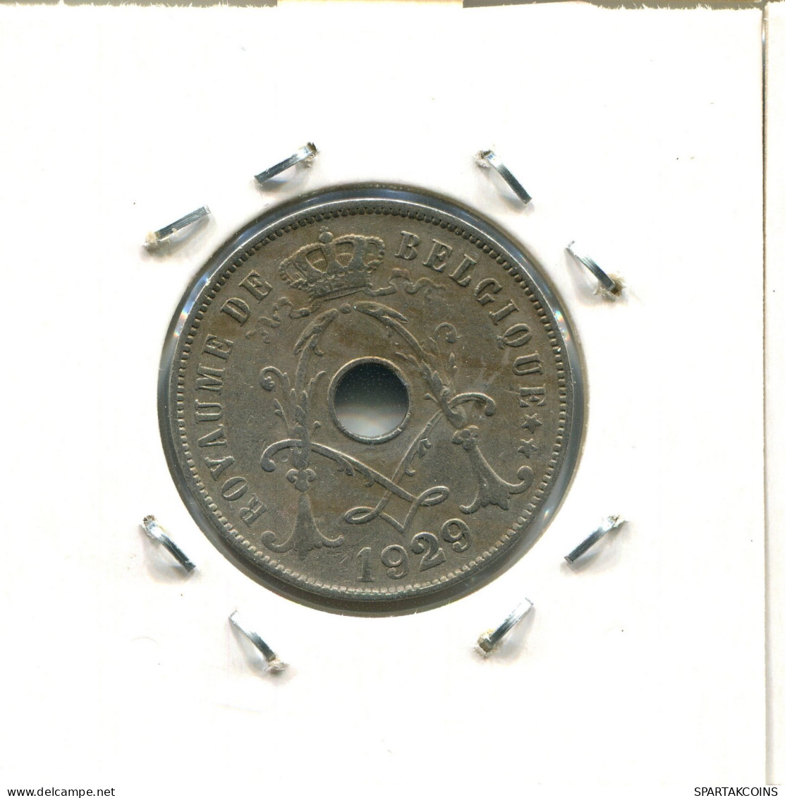 25 CENTIMES 1929 FRENCH Text BÉLGICA BELGIUM Moneda #AW274.E.A - 25 Cent