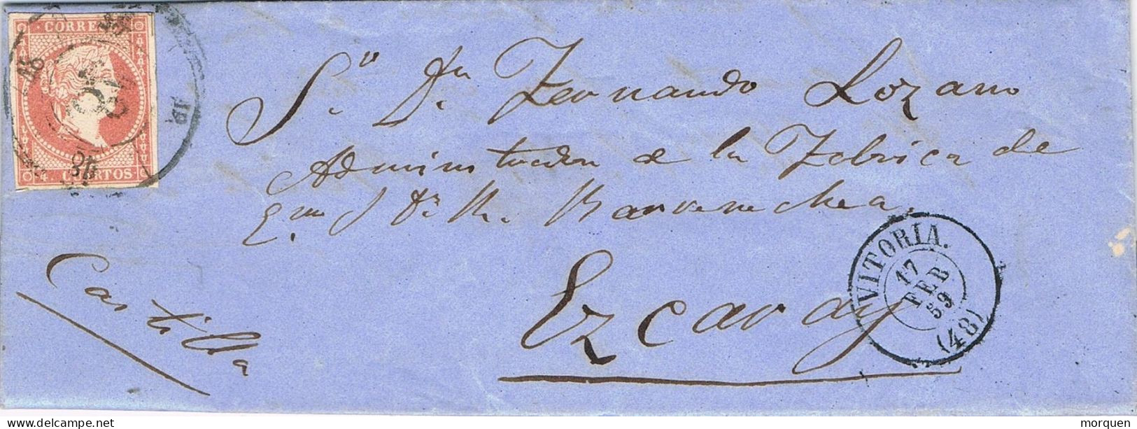 55137. Carta Entera VITORIA 1859. Rueda De Carreta Numeral 48- Buena Estampacion - Covers & Documents