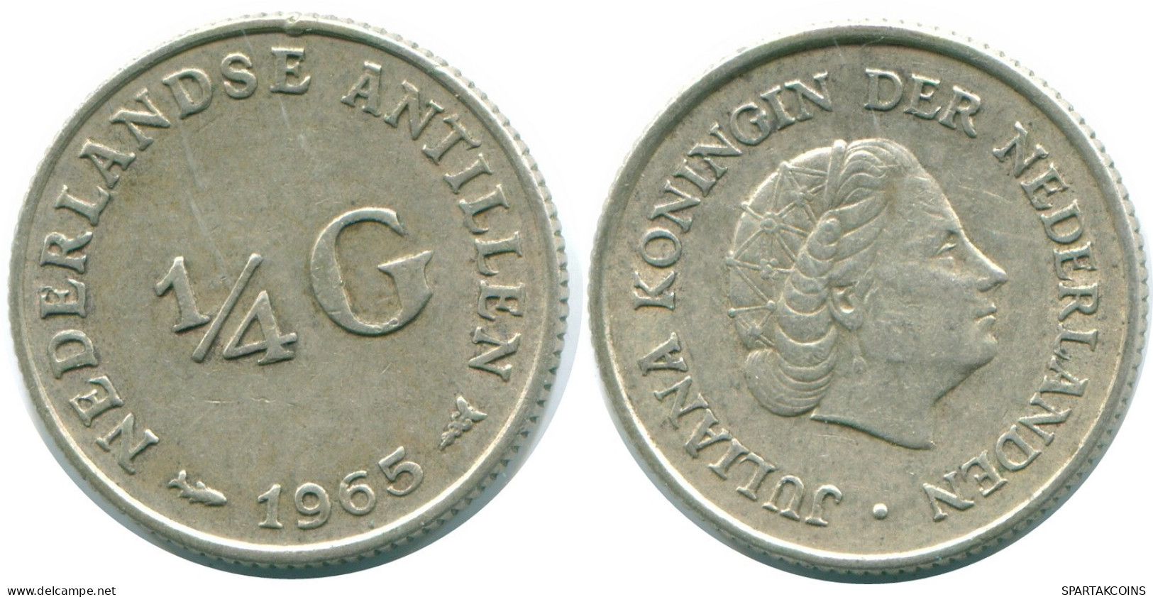 1/4 GULDEN 1965 NIEDERLÄNDISCHE ANTILLEN SILBER Koloniale Münze #NL11281.4.D.A - Antillas Neerlandesas