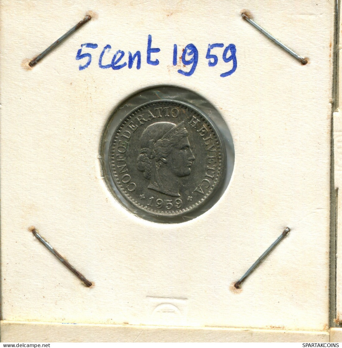 5 RAPPEN 1959 B SCHWEIZ SWITZERLAND Münze #AX928.3.D.A - Sonstige & Ohne Zuordnung