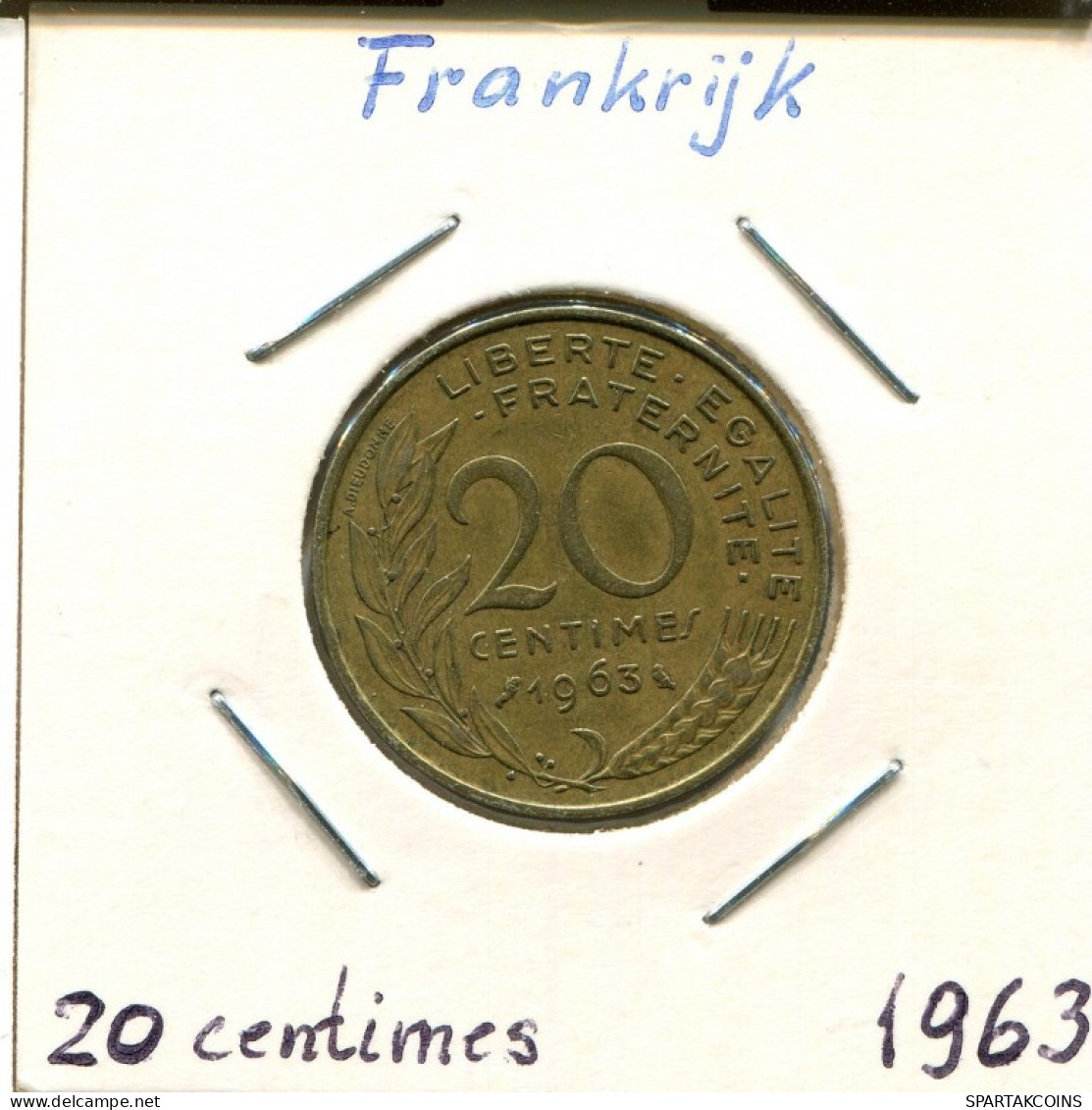 20 CENTIMES 1963 FRANKREICH FRANCE Französisch Münze #AM159.D.A - 20 Centimes