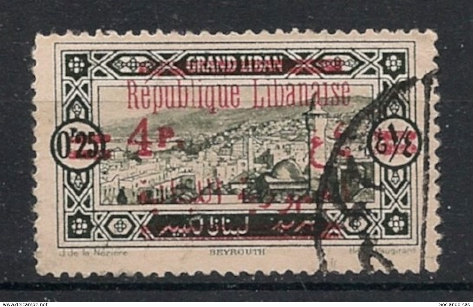 GRAND LIBAN - 1928-29 - N°YT. 119 - Beyrouth 4pi Sur 0pi25 Vert-noir - Oblitéré / Used - Gebraucht
