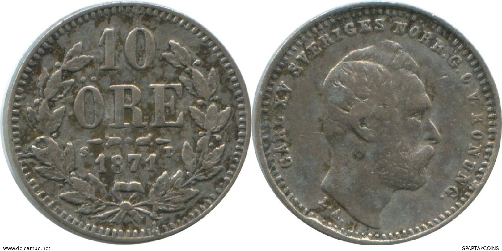 10 ORE 1871 SUECIA SWEDEN PLATA Moneda #AE759.16.E.A - Suède