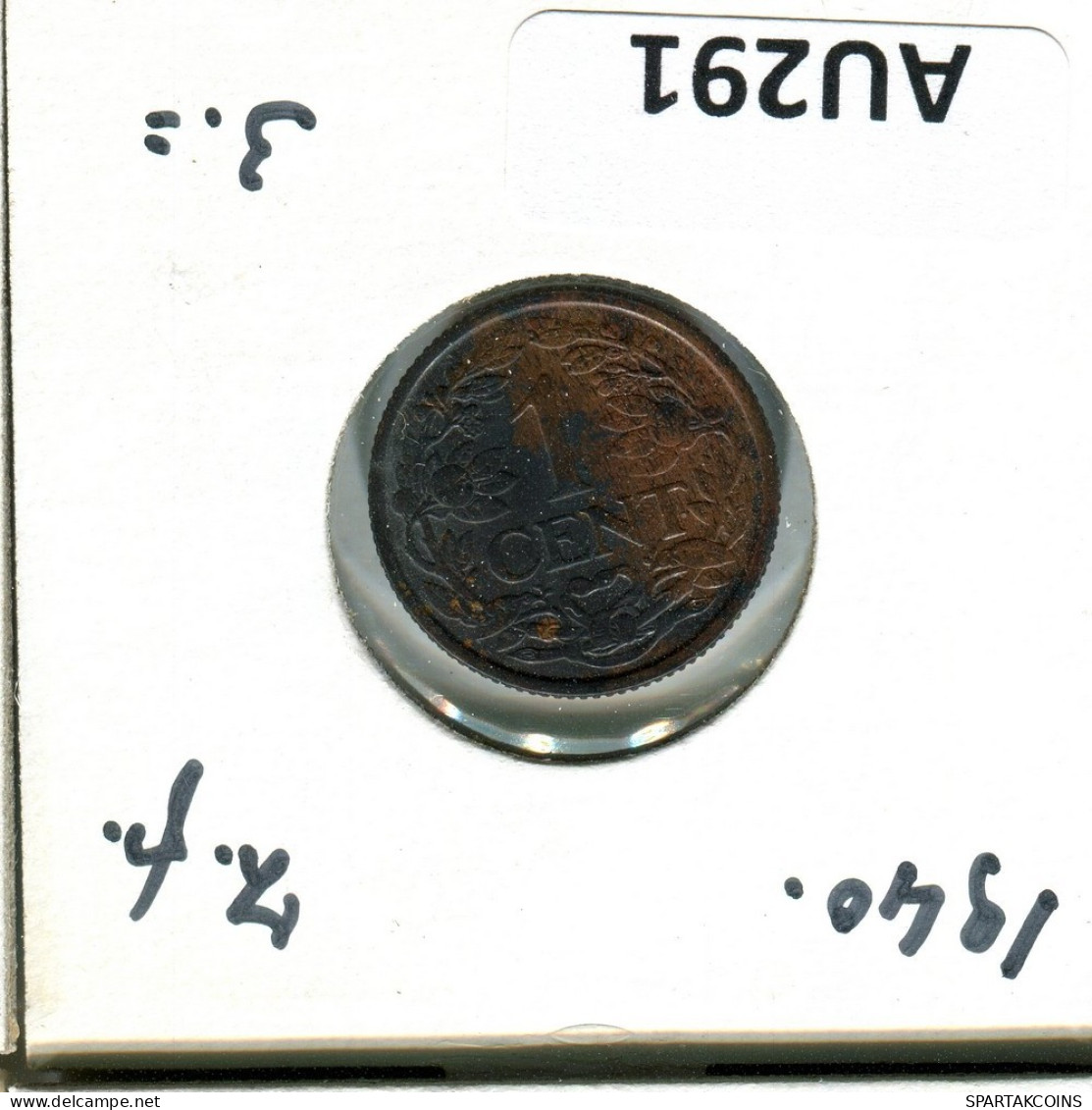 1 CENT 1940 NEERLANDÉS NETHERLANDS Moneda #AU291.E.A - 1 Cent