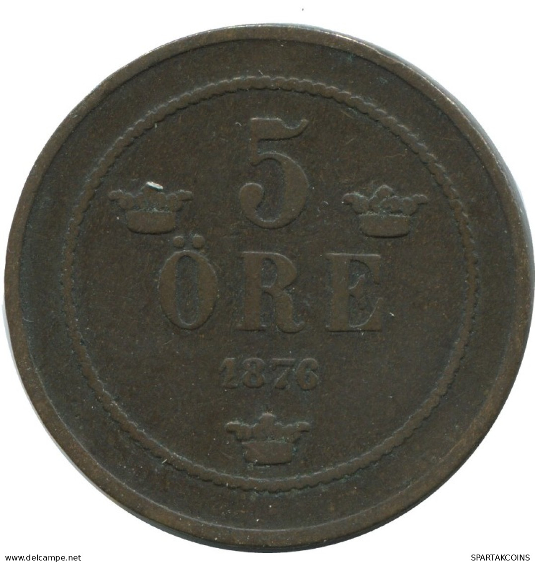 5 ORE 1876 SWEDEN Coin #AC578.2.U.A - Sweden