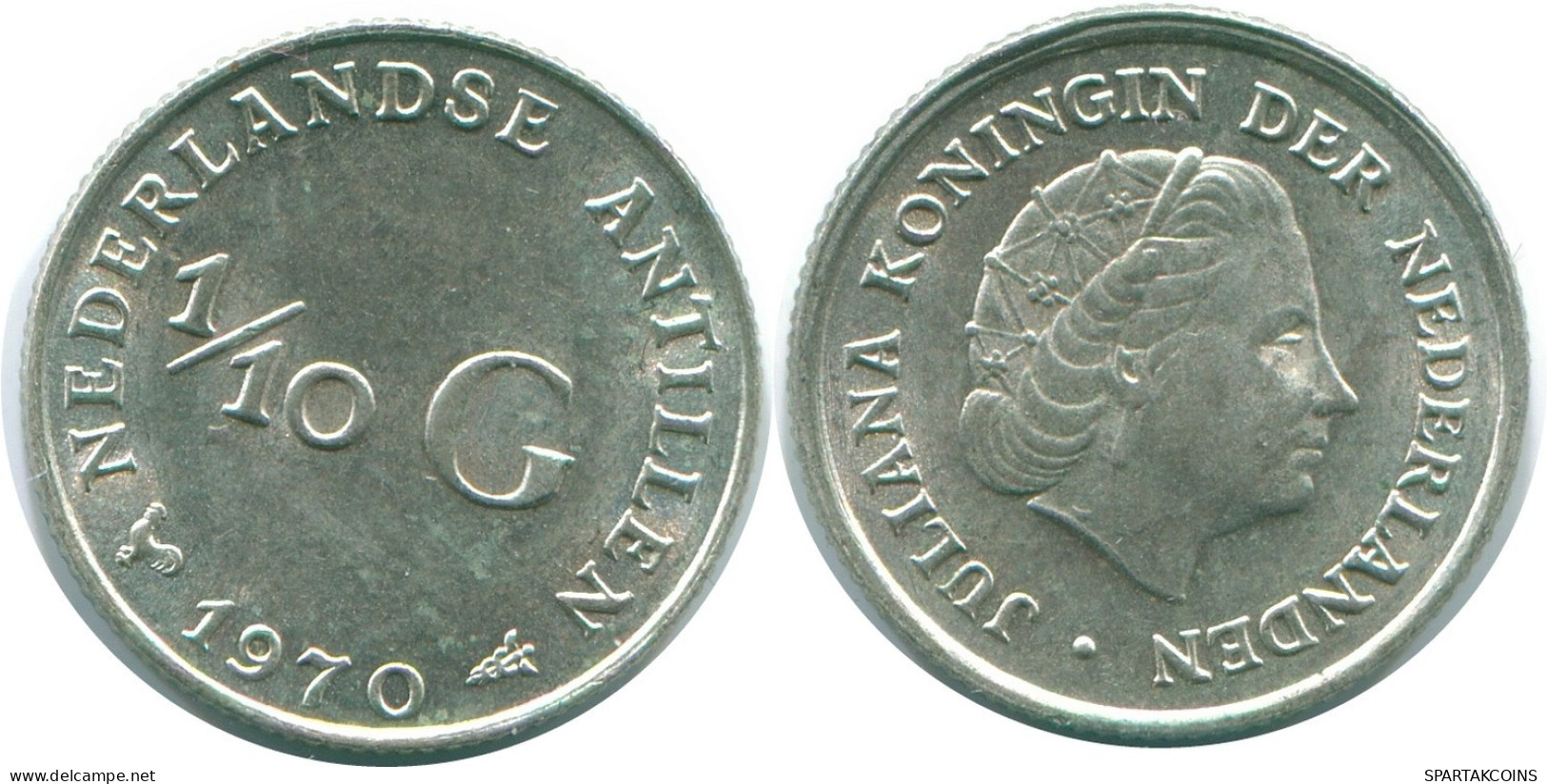 1/10 GULDEN 1970 ANTILLAS NEERLANDESAS PLATA Colonial Moneda #NL12987.3.E.A - Nederlandse Antillen
