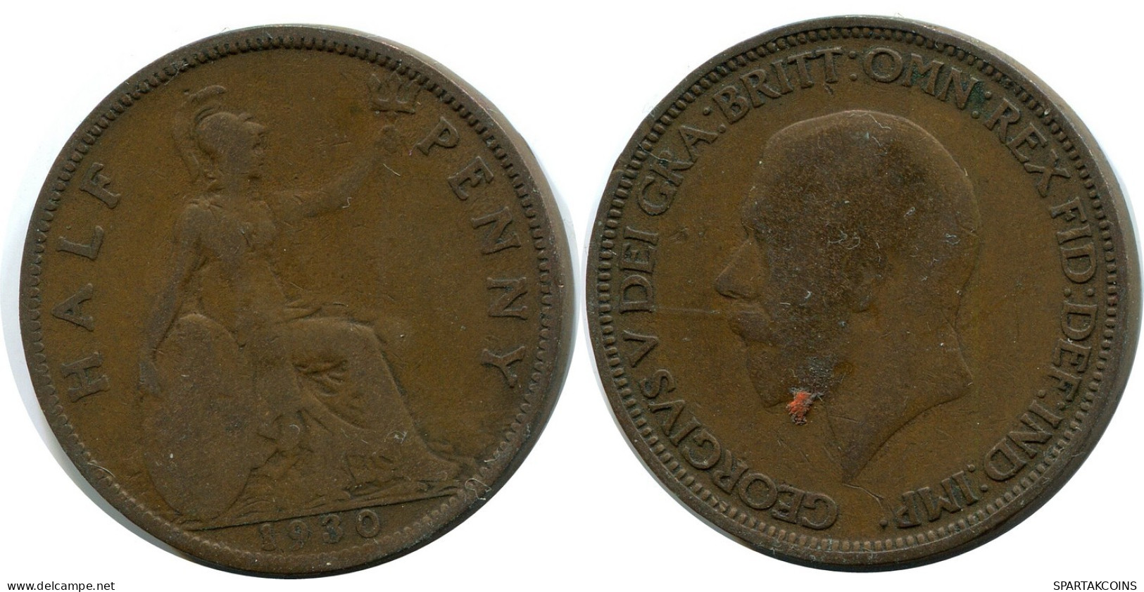 HALF PENNY 1930 UK GROßBRITANNIEN GREAT BRITAIN Münze #AZ708.D.A - C. 1/2 Penny