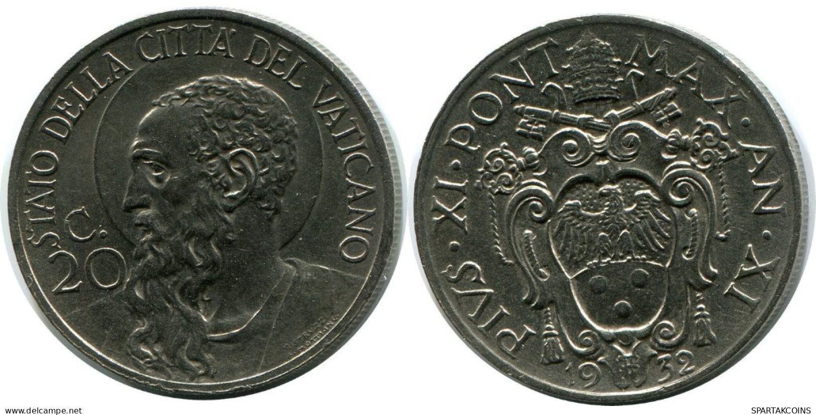 20 CENTESIMI 1932 VATICAN Coin Pius XI (1922-1939) #AH343.16.U.A - Vatikan