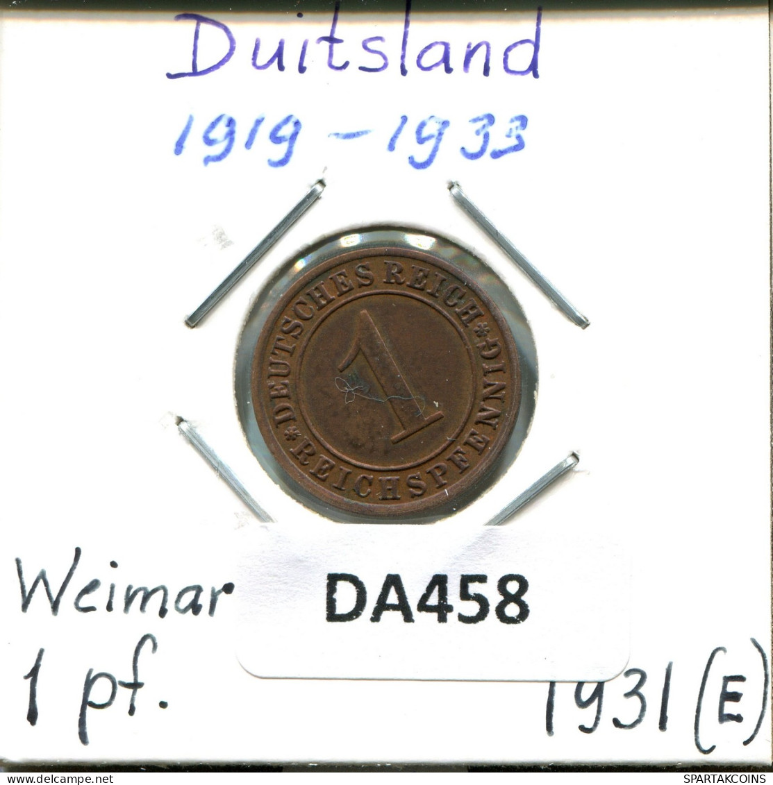 1 RENTENPFENNIG 1931 E ALEMANIA Moneda GERMANY #DA458.2.E.A - 1 Renten- & 1 Reichspfennig