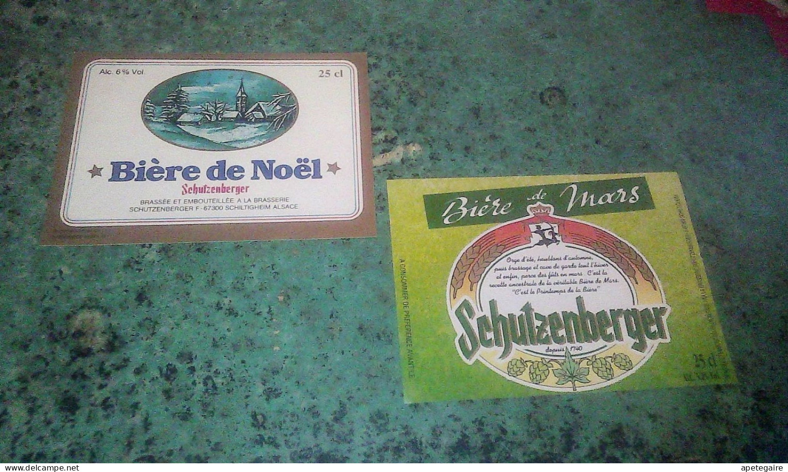 Schiltigheim Anciennes Etiquettes De Bière D'Alsace  Lot De 2 Différentes Brasserie Schutzenberger Biere De Mars & Noël - Bière