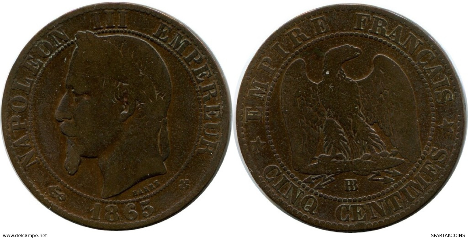 5 CENTIMES 1865 BB FRANKREICH FRANCE Französisch Münze #AM954.D.A - 5 Centimes