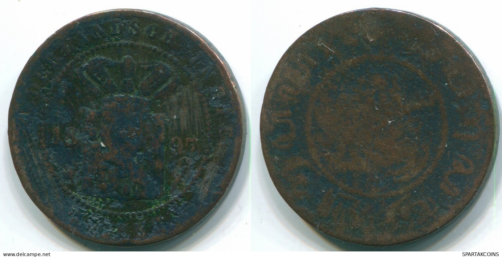 1 CENT 1897 NETHERLANDS EAST INDIES INDONESIA Copper Colonial Coin #S10064.U.A - Niederländisch-Indien