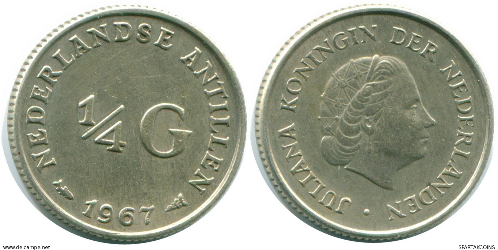 1/4 GULDEN 1967 ANTILLAS NEERLANDESAS PLATA Colonial Moneda #NL11481.4.E.A - Antillas Neerlandesas