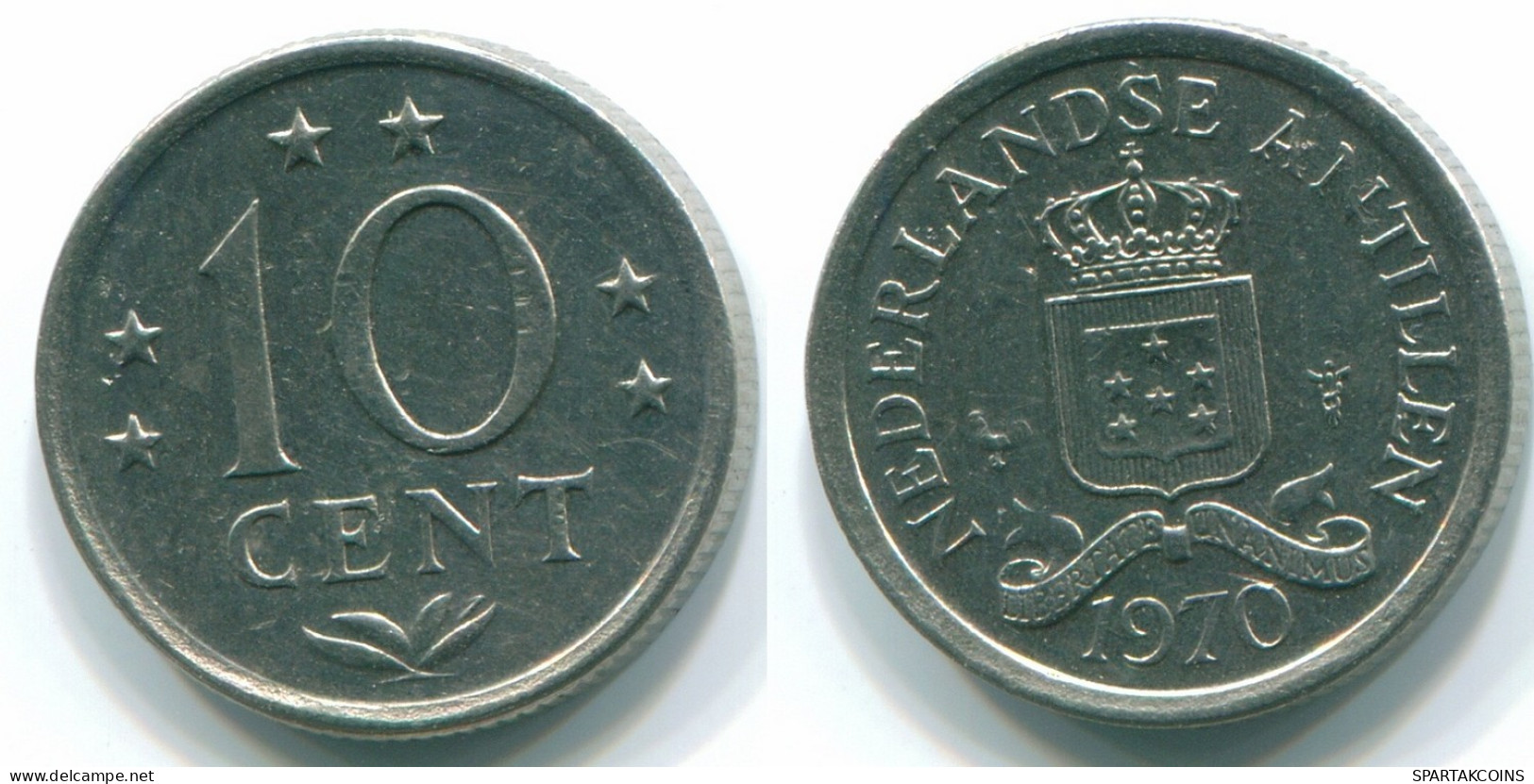 10 CENTS 1970 NIEDERLÄNDISCHE ANTILLEN Nickel Koloniale Münze #S13368.D.A - Niederländische Antillen