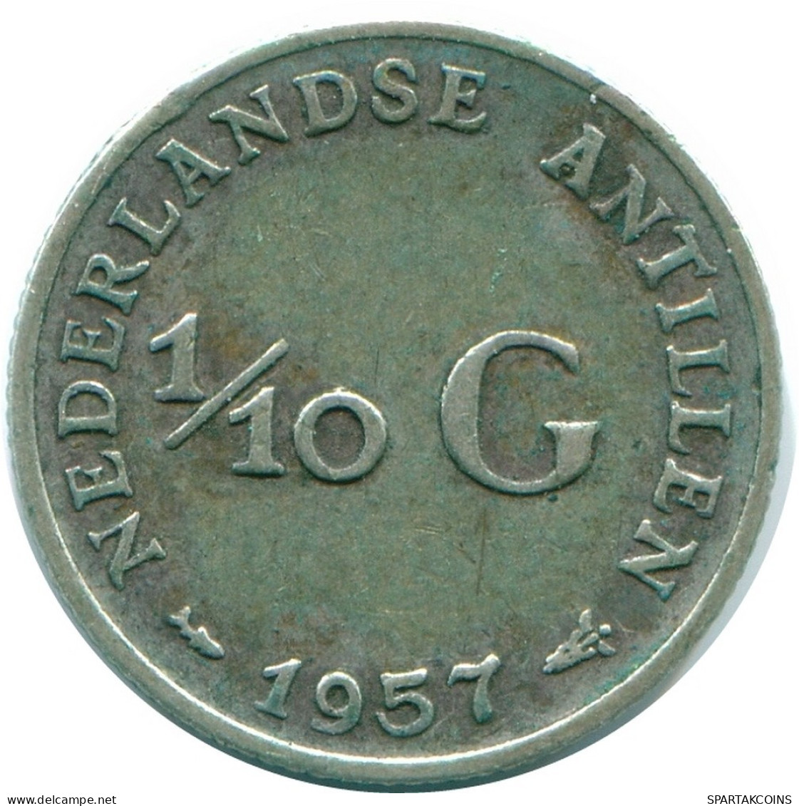 1/10 GULDEN 1957 ANTILLAS NEERLANDESAS PLATA Colonial Moneda #NL12177.3.E.A - Antilles Néerlandaises