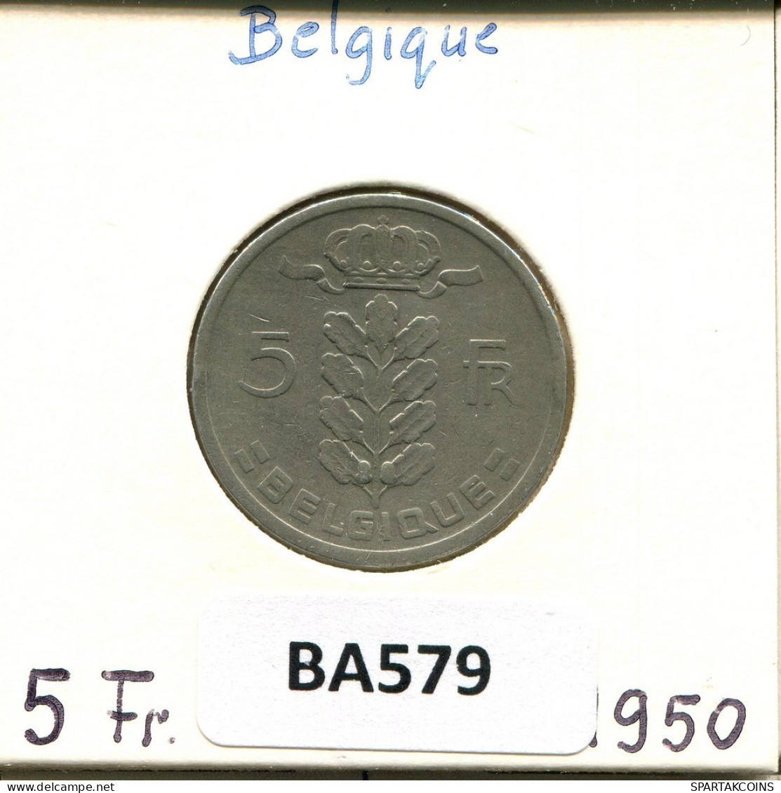 5 FRANCS 1950 FRENCH Text BELGIUM Coin #BA579.U.A - 5 Francs